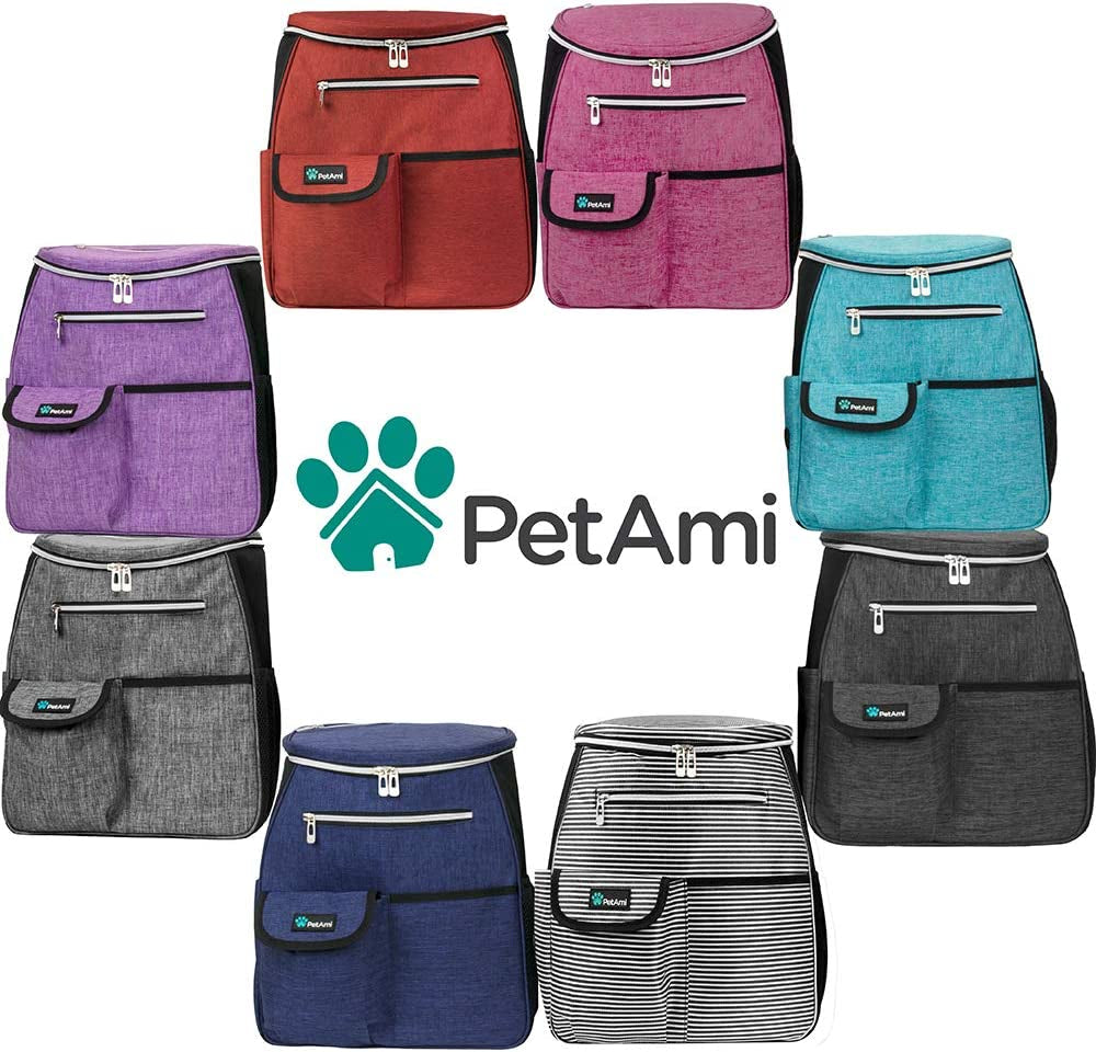 Dog Travel Bag Backpack, 27L Airline Approved Pet Supplies Organizer with 2 Food Containers, 2 Collapsible Bowls & Poop Bag Dispenser, Weekend Road Trip Camping Dog Mom Gift, Purple