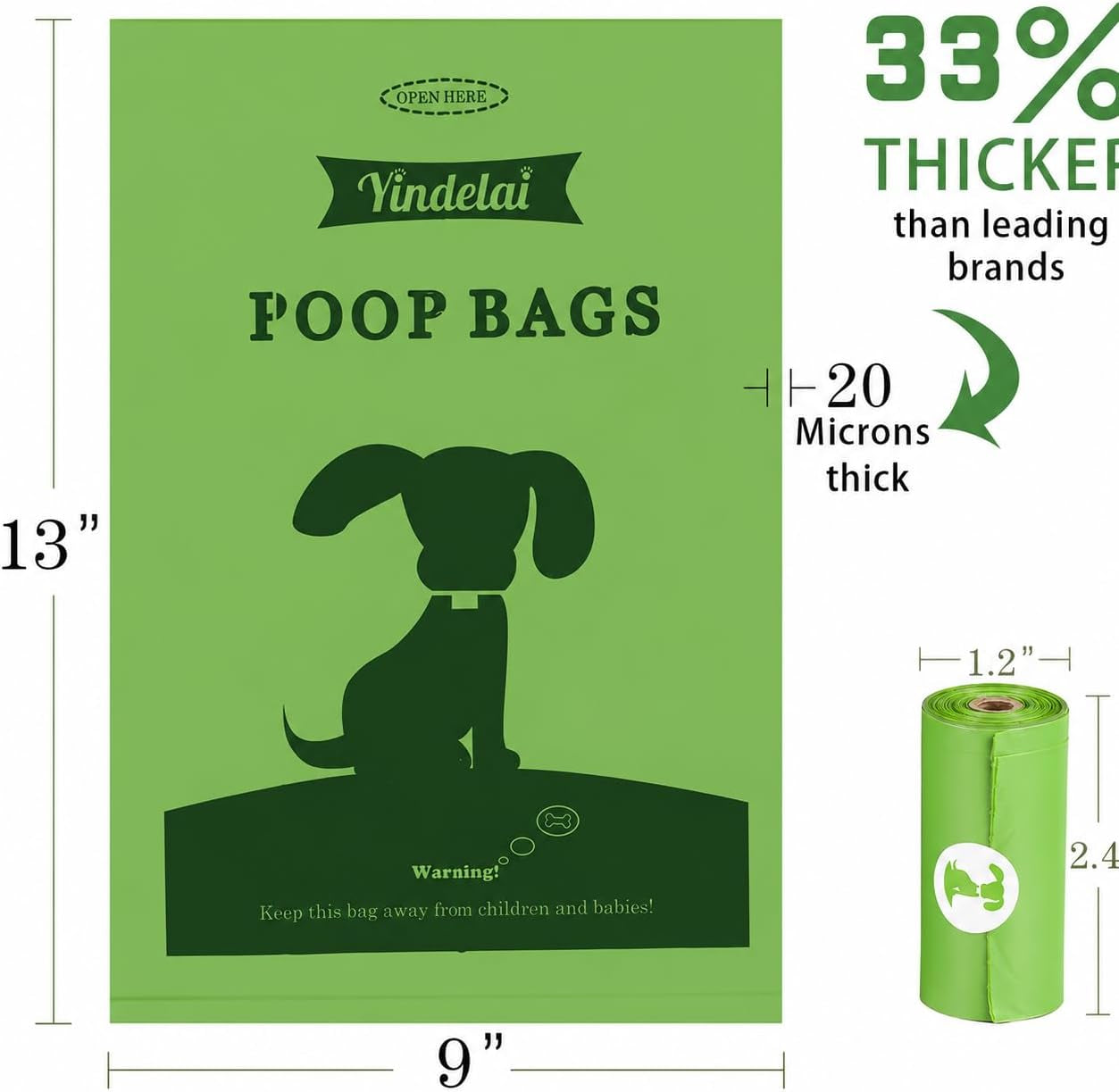 Dog Poop Bag Biodegradable Scented: Leak Proof Dog Waste Bags with 1 Dispenser, 18 Rolls Refills Poop Bags -450 Counts